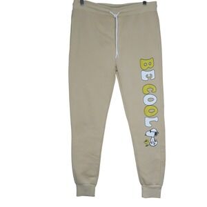 Peanuts Snoopy Woodstock Be Cool Joggers Taupe XL Sweatpants